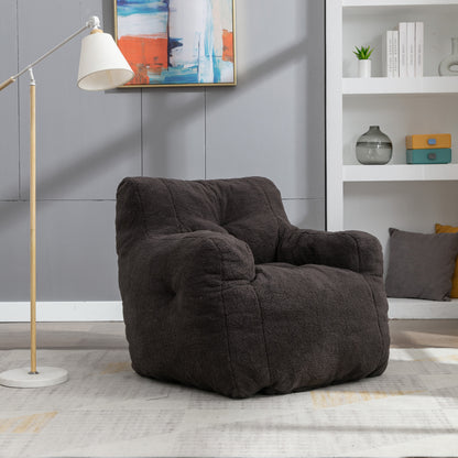 Velu Tuft Chair 010 – Dark Gray Teddy Fabric Bean Chair with Tufted Foam Filling
