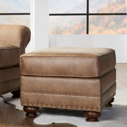 Leinster Ottoman – Fauxhide Seat with Antique Bronze Studs