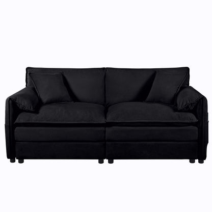 JUSTLIVE ‘Comfina Luxe” Loveseat – Black Chenille | Deep Seat 2-Seater + Soft Plush Feel