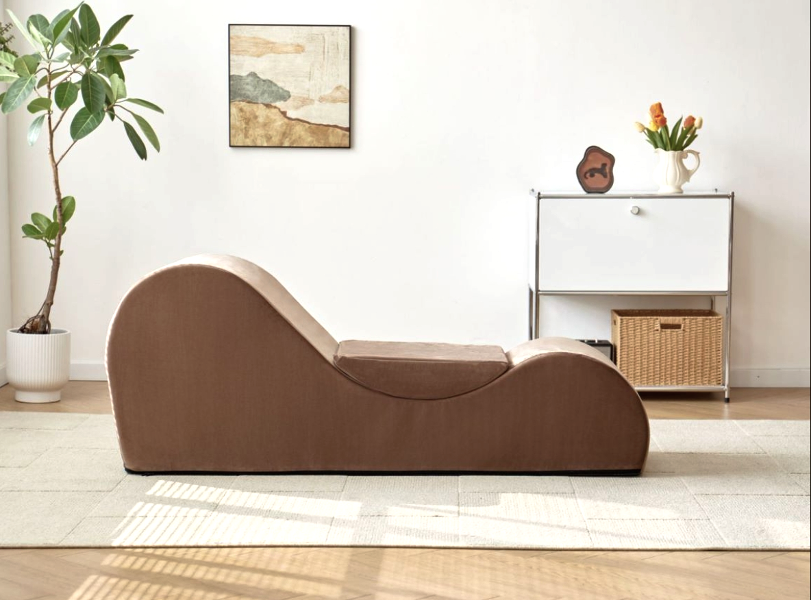 Solace Lounge Chair – Ergonomic Foam Chaise with Washable Cover (Brown)