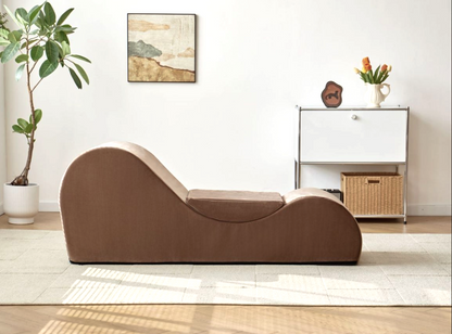 Solace Lounge Chair – Ergonomic Foam Chaise with Washable Cover (Brown)