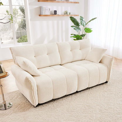 Duo Luxe Sofa – White Chenille 2-Seat Lounge with Supportive Foam Cushions & Ergonomic Comfort