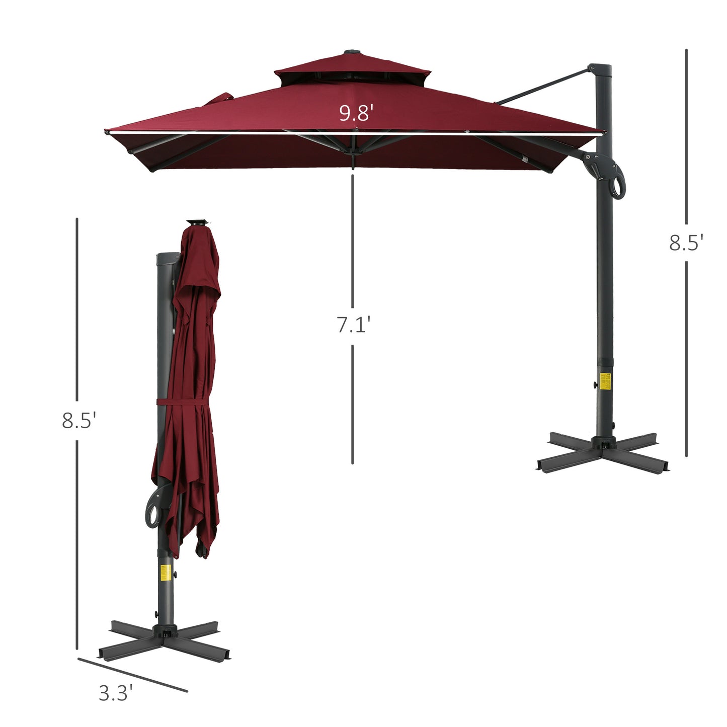 Valano 11x16' Retractable Pergola – Folding Courtyard Canopy with Khaki Weather Shield - JUSTLIVE NESTJUSTLIVE NEST