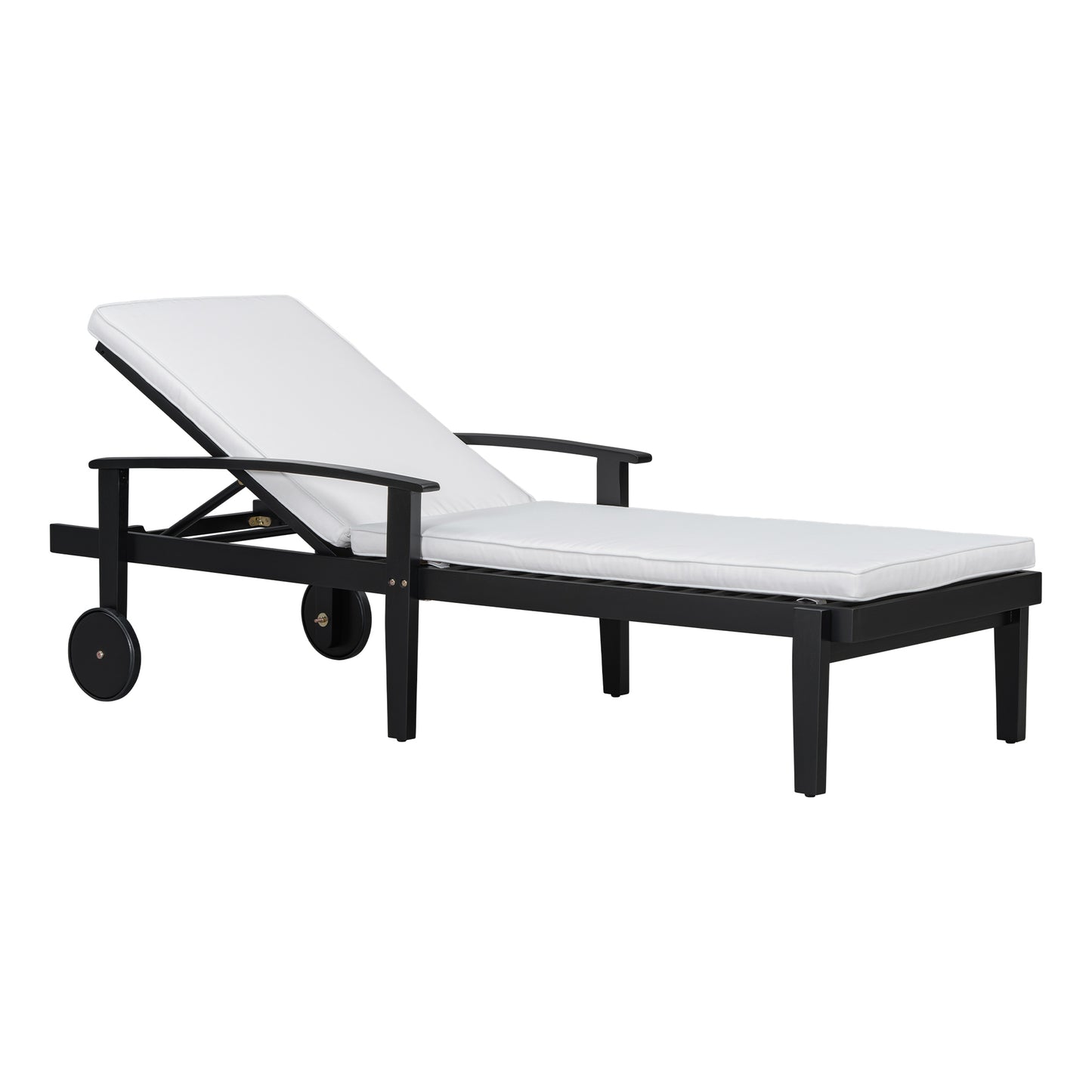Jaison Black Lounger – Acacia Wood Adjustable Outdoor Chaise with Sleek Black Frame
