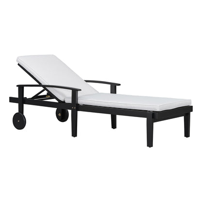 Jaison Black Lounger – Acacia Wood Adjustable Outdoor Chaise with Sleek Black Frame