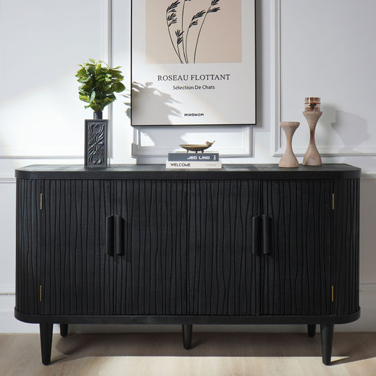 Stravelle Quad Console – 4-Door Grey Storage Cabinet