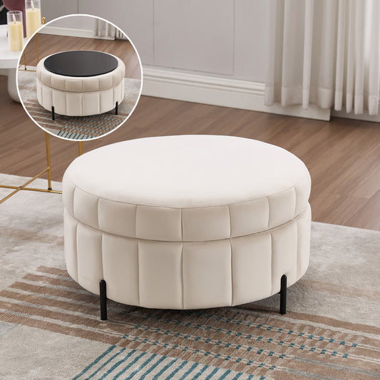 Pumora Ottoman – Sandvelour Shell, FlipTop Storage Lid