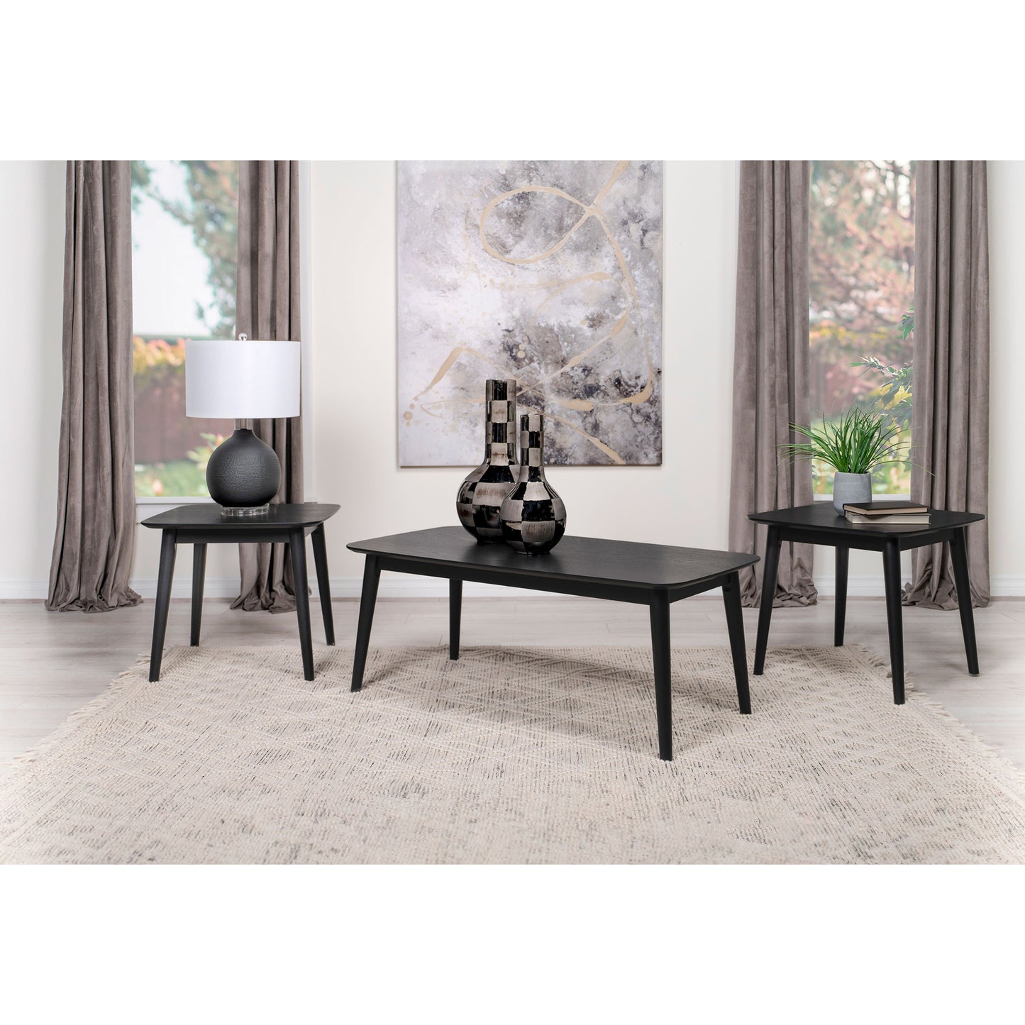 Bivens Coffee Table Set – 3-Piece BlackFrame with NestStyle Layout