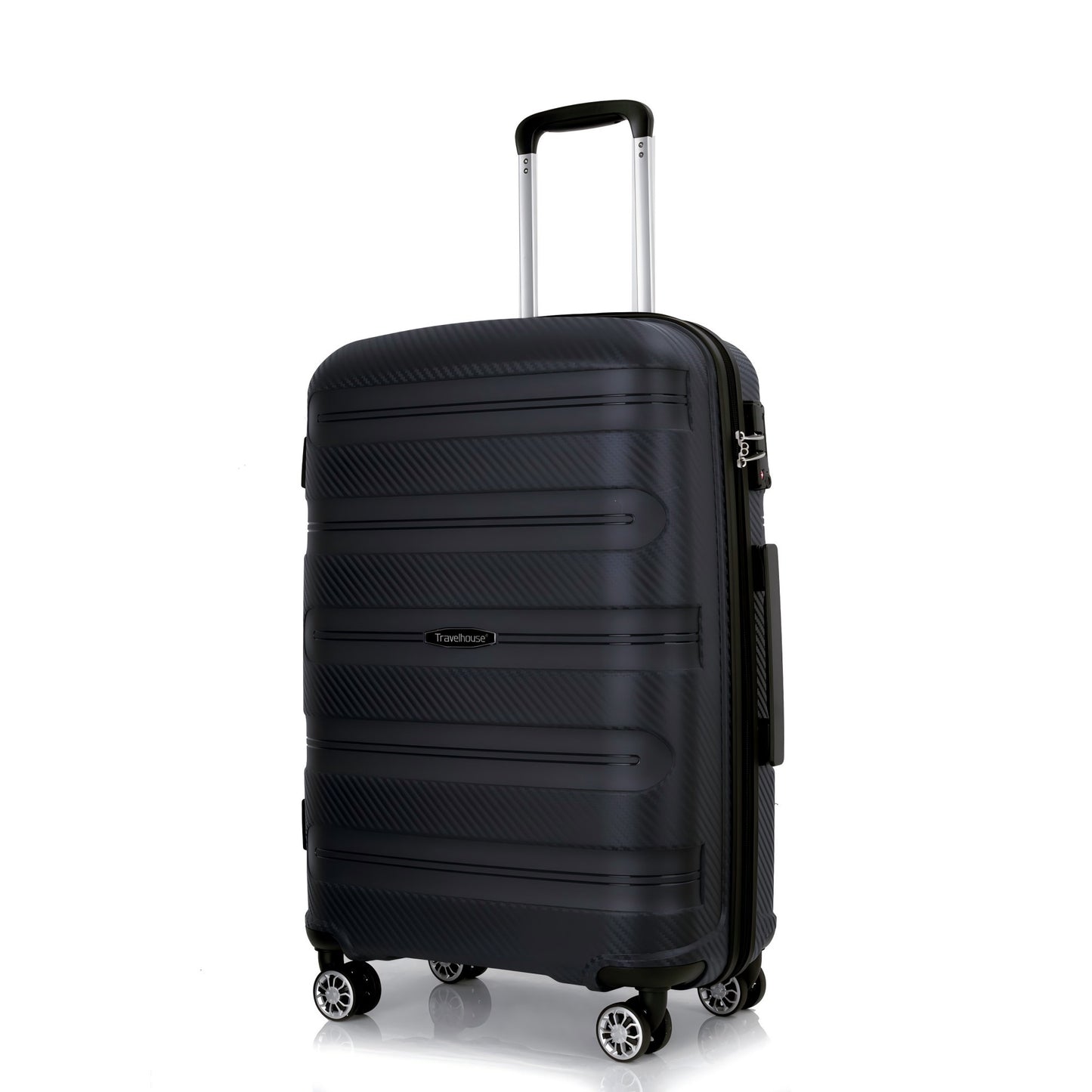 Jetera 3 - Piece PP Luggage Set – Black Hardshell Suitcases with Double Spinner Wheels & TSA Lock (20/24/28") - JUSTLIVE NESTJUSTLIVE NEST