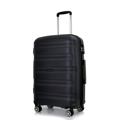 Jetera 3 - Piece PP Luggage Set – Black Hardshell Suitcases with Double Spinner Wheels & TSA Lock (20/24/28") - JUSTLIVE NESTJUSTLIVE NEST