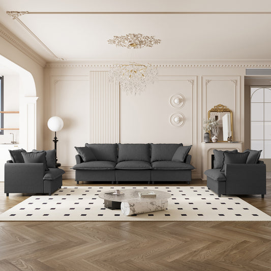 3-Piece Cozy Lounge – Modular Chenille Sofa & Armchair Ensemble