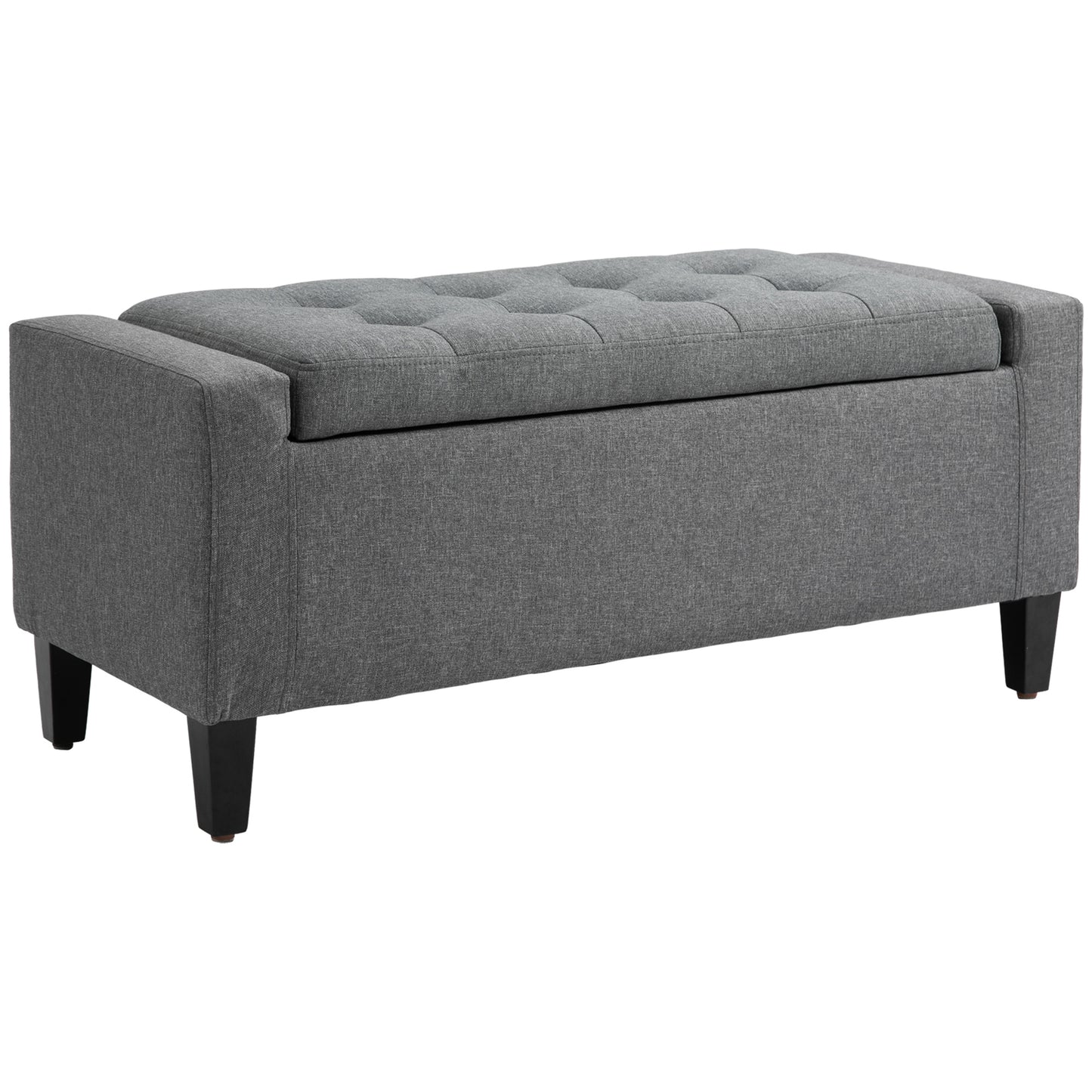 Elvar Ottoman – Stone Gray Linen with Lift-Top Storage