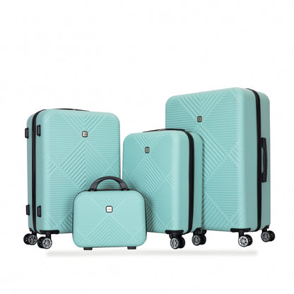 Jetera 4 - Piece ABS Luggage Set – Light Blue Suitcases with Aircraft Spinner Wheels & Matching Makeup Box - JUSTLIVE NESTJUSTLIVE NEST