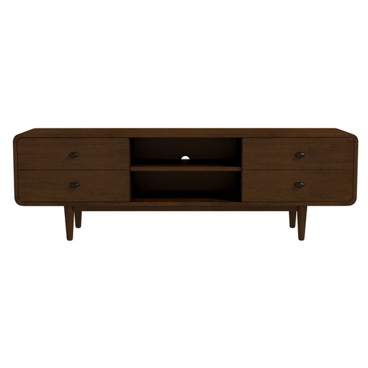Lexira Console – 71" Walnut TV Stand with Mid-Century Wood Build