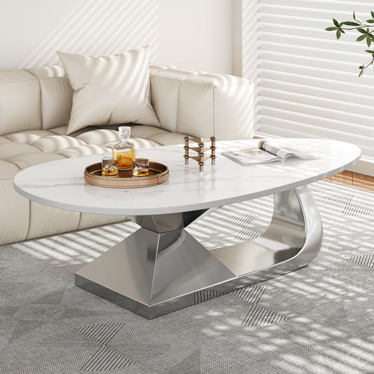 Vellaro Stone Table – Sintered Stone Top with Stainless Steel Base for Modern Living