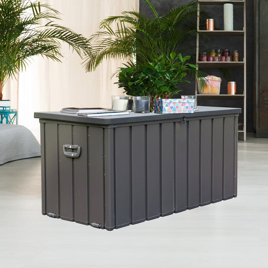 DuroBin 100-Gallon Deck Box – Waterproof Outdoor Storage for Cushions & Tools (Dark Gray)