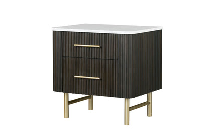 Clayten Luxe Stand – Espresso Finish Nightstand with Marble Top Accent