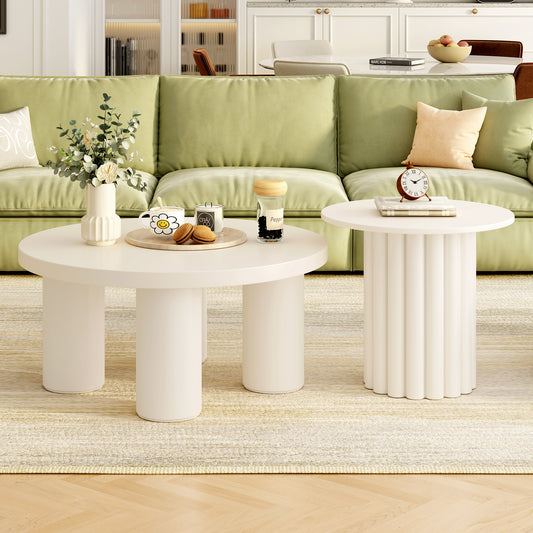 U-Can Dual Table Set – Roundform Coffee & End Table with Column Base