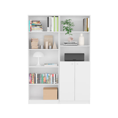 Paonra Duo Set – 2-Piece White Bookcase Living Room Ensemble
