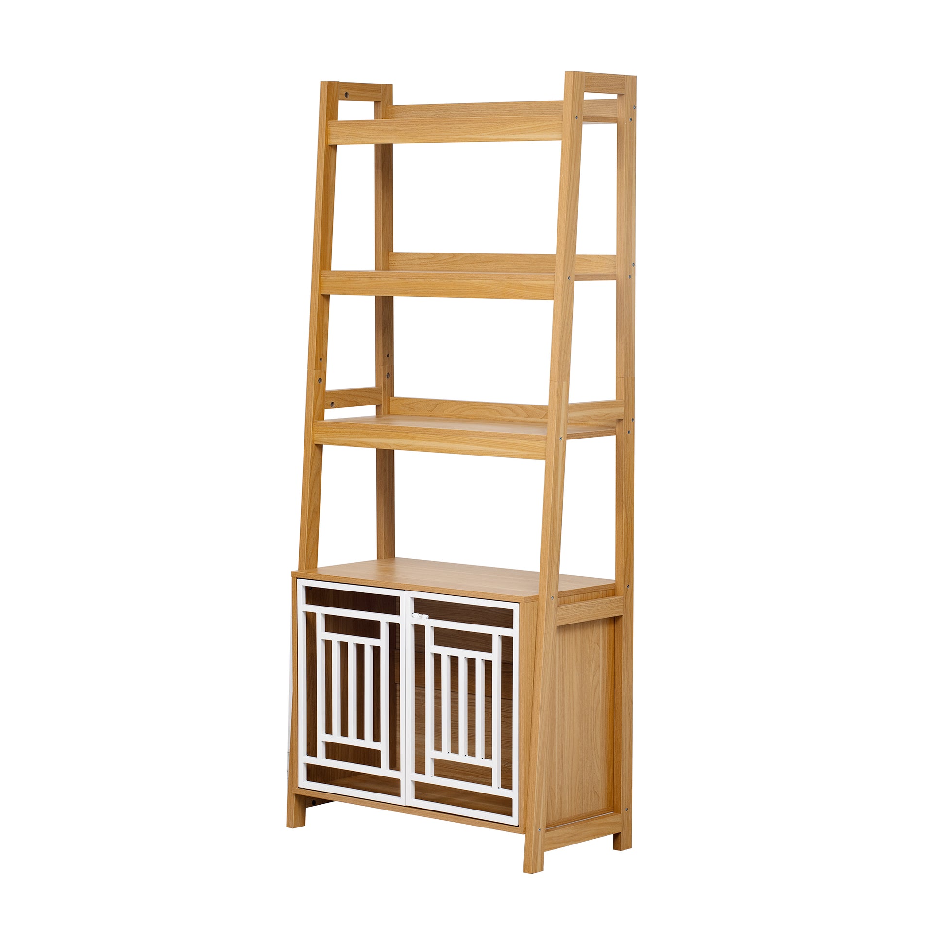 Hollo Crate Shelf Tower – Dog Crate & Ladder Bookcase Combo in Furniture Style - JUSTLIVE NESTJUSTLIVE NEST