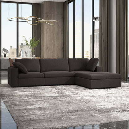 Cecilia Corner Lounge – Plush Modular Sofa in Charcoal Gray