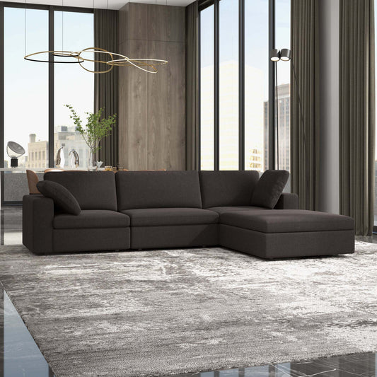 Cecilia Corner Lounge – Plush Modular Sofa in Charcoal Gray