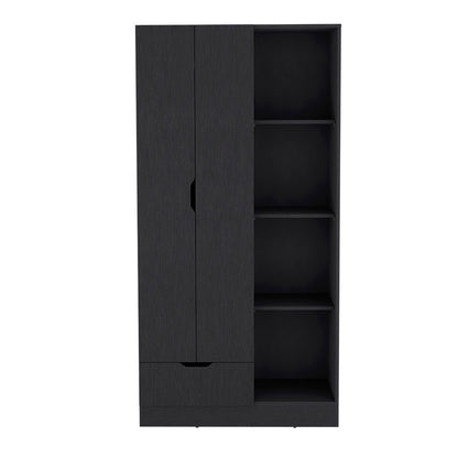 Dover Armoire – Clean-Line Black Wardrobe with Full-Length Door Design