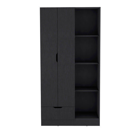 Dover Armoire – Clean-Line Black Wardrobe with Full-Length Door Design