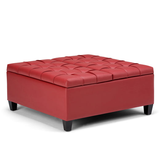 Ellis Bench – Crimson Red Storage Ottoman Table