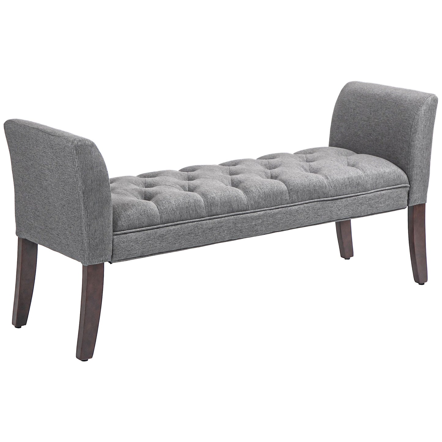 Halden Tufted Arm Bench – Dark Gray Upholstered Bedroom Seating