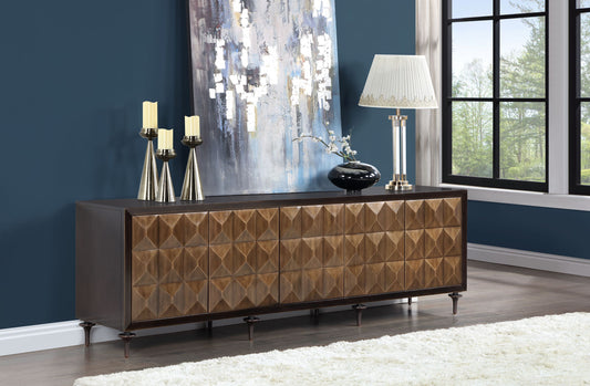 Diyra Bronze Console – Forged Bronze & Espresso Wood Cabinet