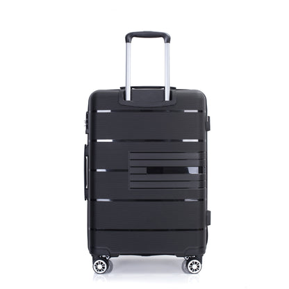 Jetera 3 - Piece Polypropylene Luggage Set – Black Hardshell with Double Spinner Wheels & TSA Lock - JUSTLIVE NESTJUSTLIVE NEST