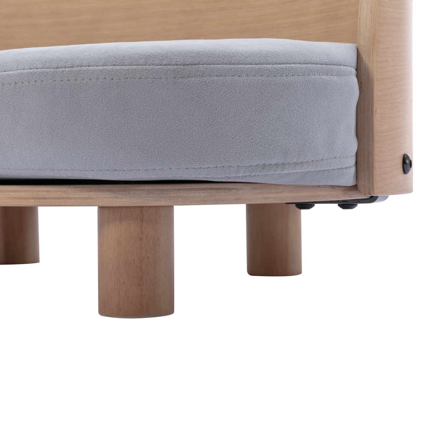 Kova Scandinavian Pet Sofa – Walnut Frame with Velvet Cushion & Curved Backrest - JUSTLIVE NESTJUSTLIVE NEST