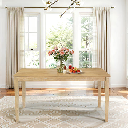 Karnet Dining Table – 60'' Farmhouse Table with Wood Veneer Top & Solid Legs