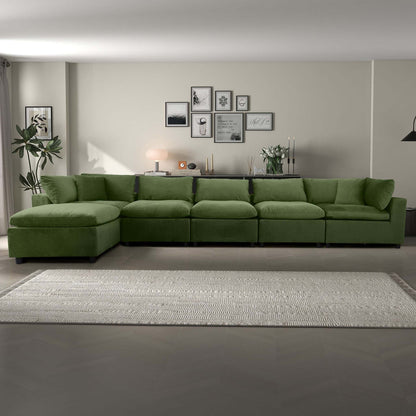 Lounge Ensemble – Deep Green Plush Seating Set with Flexible Design