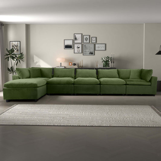 Lounge Ensemble – Deep Green Plush Seating Set with Flexible Design
