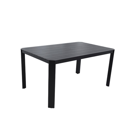 Bravon Slatted Table – Outdoor Aluminum Table in Bourbon Brown with 2" Umbrella Hole