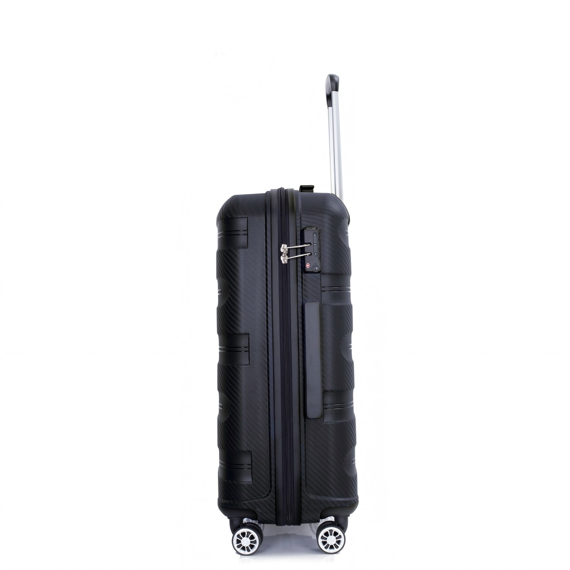 Jetera 3 - Piece PP Luggage Set – Black Hardshell Suitcases with Double Spinner Wheels & TSA Lock (20/24/28") - JUSTLIVE NESTJUSTLIVE NEST
