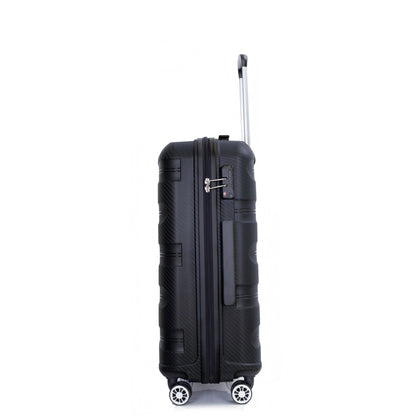 Jetera 3 - Piece PP Luggage Set – Black Hardshell Suitcases with Double Spinner Wheels & TSA Lock (20/24/28") - JUSTLIVE NESTJUSTLIVE NEST
