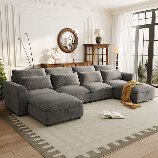 8-Seat Comfort Ensemble – Adaptable Lounge Set with Dual Moveable Footrests