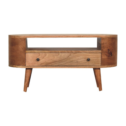 Orbina Mini Console – Solid Wood Rounded Edge TV Unit