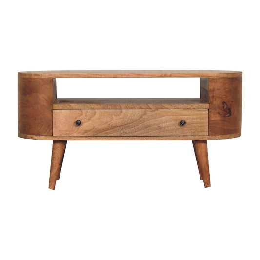 Orbina Mini Console – Solid Wood Rounded Edge TV Unit