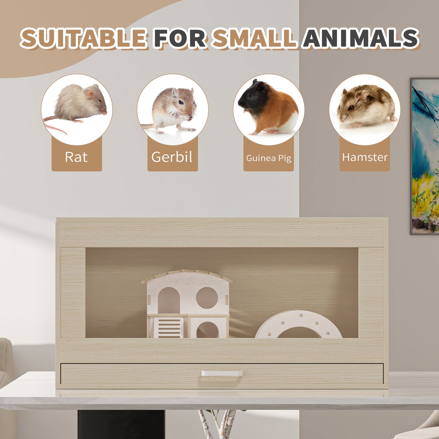 Teko XL Habitat – Teak Hamster Cage with Storage & Easy - View Acrylic Panels - JUSTLIVE NESTJUSTLIVE NEST