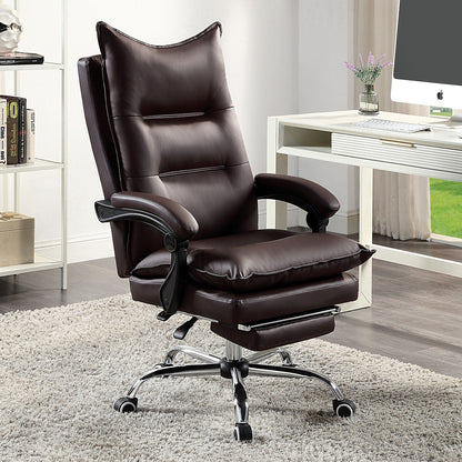 Zentra Office Chair – Brown Leatherette Adjustable Seat with Padded Arms