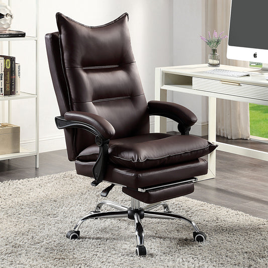Zentra Office Chair – Brown Leatherette Adjustable Seat with Padded Arms