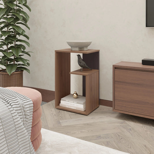 Laro Side Table – Light Oak and Wenguegrain with CleanLine Shelf