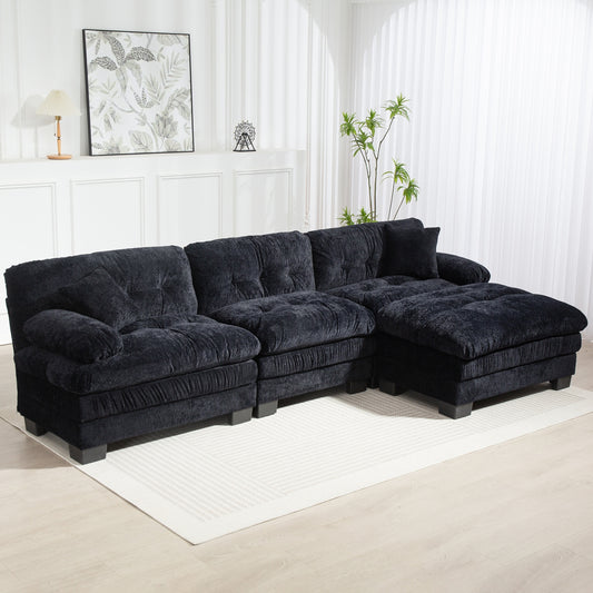 3-Seat Deep Lounge – Flexible Comfort Sofa with Relax Module (Black)