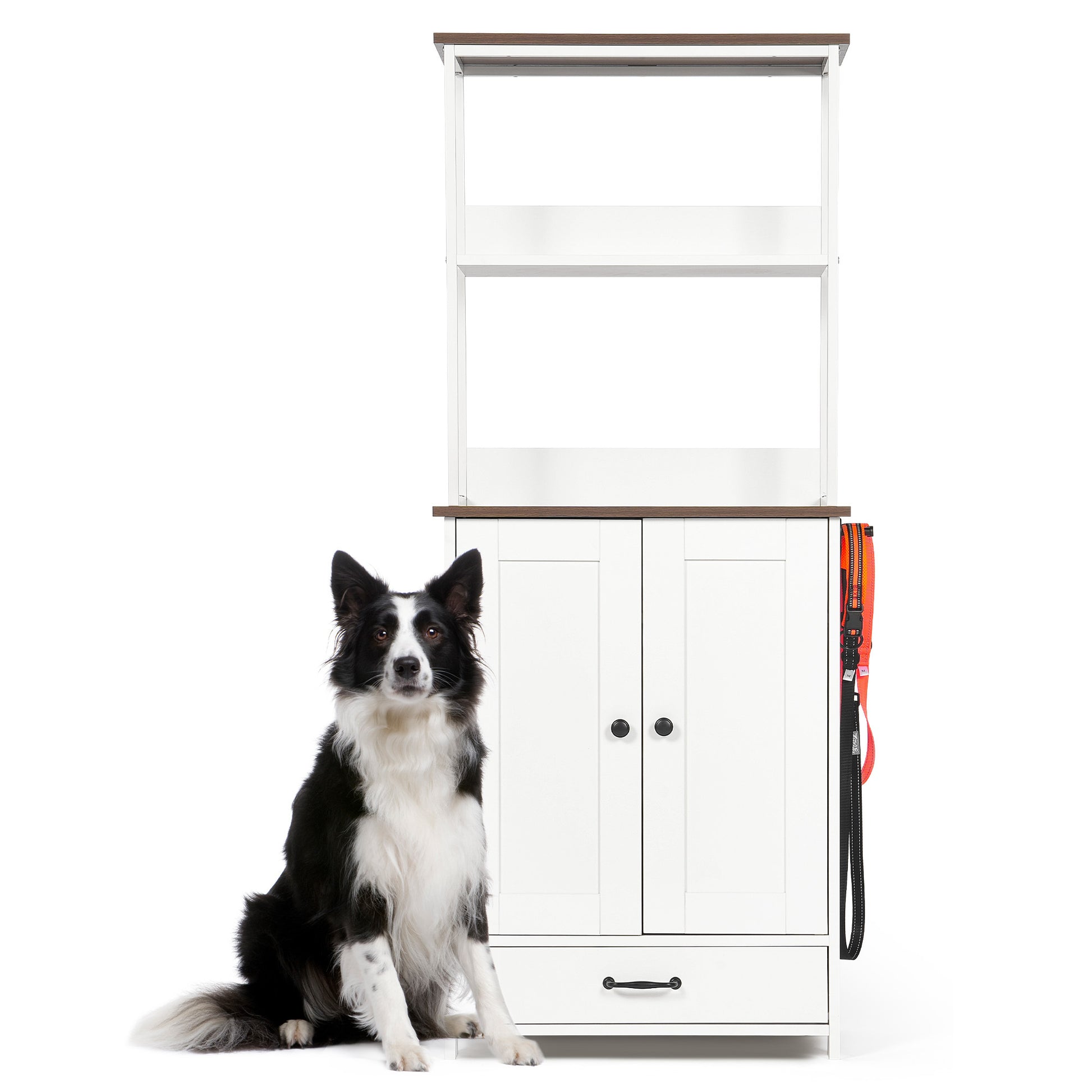 Verno Pet Feeder Console – White Feeding Station with 2 Bowls, Adjustable Shelves & Storage - JUSTLIVE NESTJUSTLIVE NEST