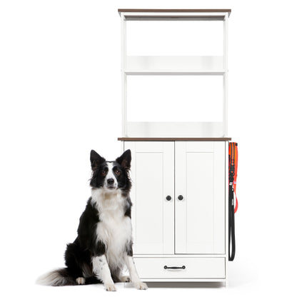 Verno Pet Feeder Console – White Feeding Station with 2 Bowls, Adjustable Shelves & Storage - JUSTLIVE NESTJUSTLIVE NEST