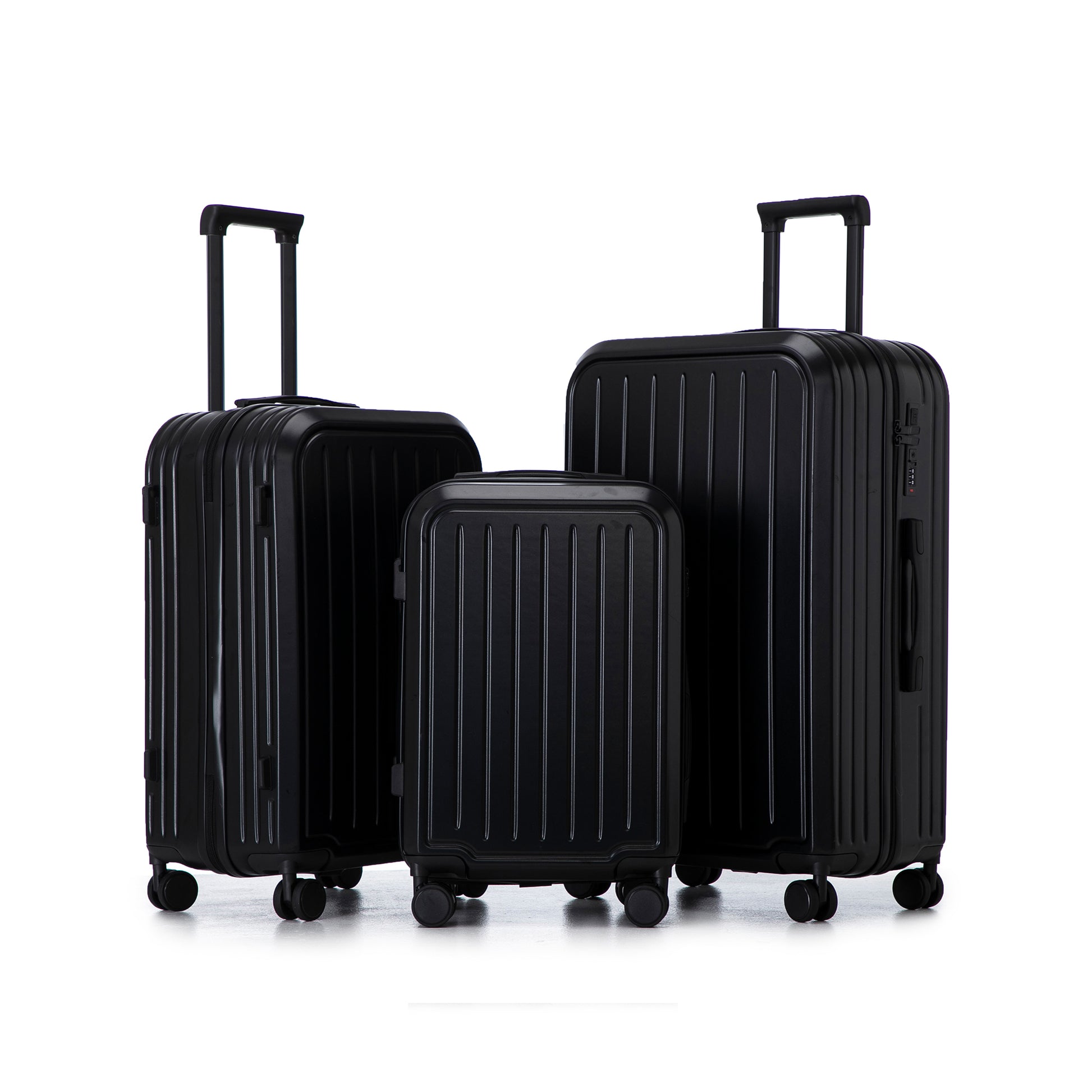 Jetera 3 - Piece ABS Travel Set – Black Spinner Suitcases with USB Port & Cup Holder (20/24/28") - JUSTLIVE NESTJUSTLIVE NEST